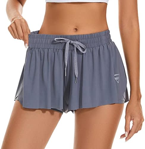 Century Star 2 во 1 Flowy Running Shorts за жени со џебови со шорцеви за пеперутки салата јога велосипедизам атлетски здолништа