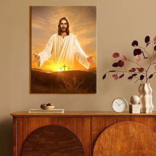 Jinинбоум Исус Христос платно wallидна уметност Исус ве поздравува добредојде назад Исус слики за wallид, Христови духовни отпечатоци wallидни декор за дневна соба спалн?