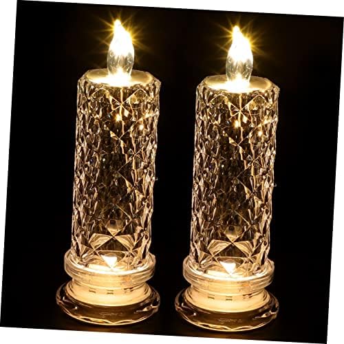 Besportble 2 парчиња електронски свеќа светло гроздобер декор де романтичен подарок затегнати светкави свеќи со свеќа свеќи ноќни