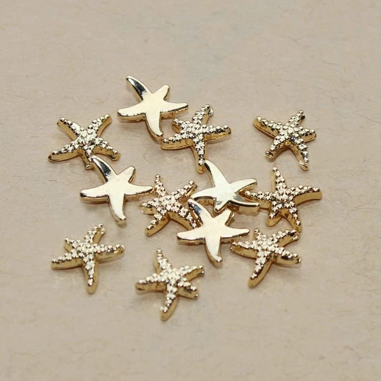 100 парчиња/многу метални нокти уметнички шарми злато сребрена боја морска starвездичка уметност украси - украси за уметност -