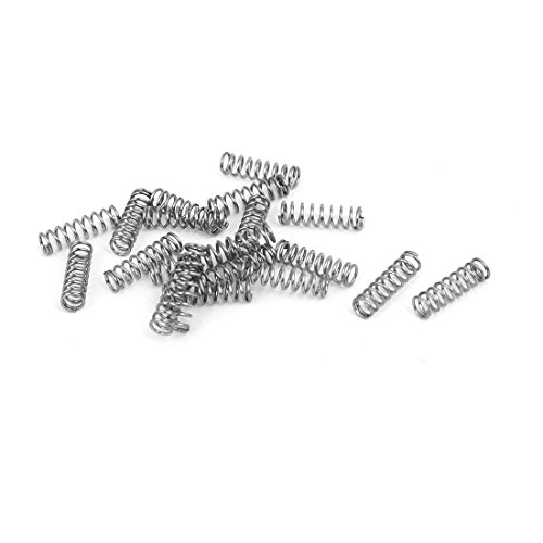 Uxcell Compression Spring, 304 не'рѓосувачки челик, 3мм ОД, големина на жица од 0,4 мм, слободна должина од 10 мм, сребрен тон, 20 парчиња