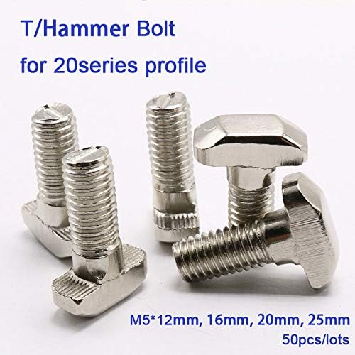 Завртка 20 серија алуминиумски профил на никел јаглероден челик M5 12mm 15мм 20мм 25мм T/Hammer Bolt 50pcs еден лот -