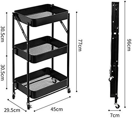 Tomyeus Мултифункционален 3-ниво кујна бања количка подот полица за отстранлив простор за складирање простор заштеда на мобилно