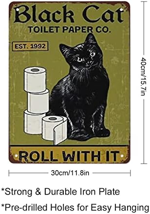 Метални Знаци Гроздобер Црна Мачка Тоалетна Хартија Ко Ролна Со Неа Држач За Тоалетна Хартија За Мачки Црна Мачка Љубител На Црна Мачка Љубител