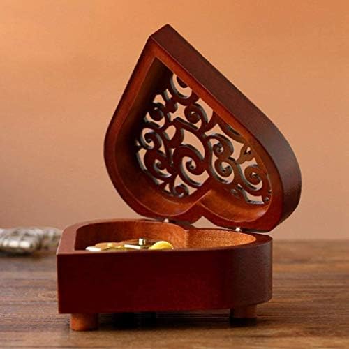 Shypt Music Box-Antique врежана дрвена музичка кутија со ветерници, над музичката кутија со виножито, со движење со злато во, во