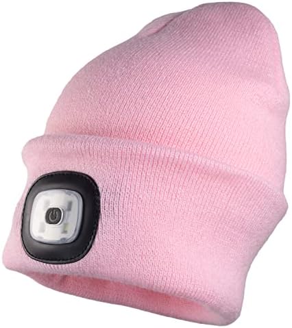 Глава Lightz Beanie со светлина, топла плетена капа за зимска безбедност, unisex LED капаче од капачињата на повеќето мажи, жени и деца, LED Beanie