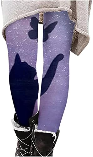 Женски графички истегнати хеланки мачки пеперутка печати висока половината Премиум џогер патека, панталони, топла панталона за подигање