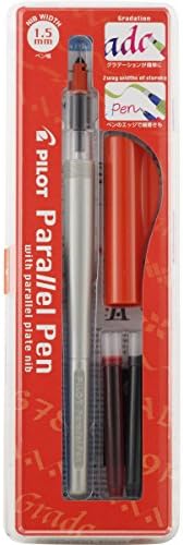 Пилот паралелно калиграфија пенкало, 1,5 мм грицка со црно -црвено касети со мастило, црвено/сино