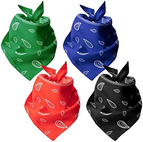 Winnwing 4 пакувања Boho Rainbow Sun Dog Bandanas Reversible Kerchief Triangle Charff Bibs, кои се прилагодуваат прилагодливи додатоци