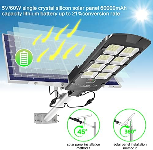 ТЕНКУ 800w Соларни Улични Светла На Отворено, 50000 Лумени Самрак До Зори БЕЗБЕДНОСНИ LED Светла За Поплави Далечински Управувач IP66