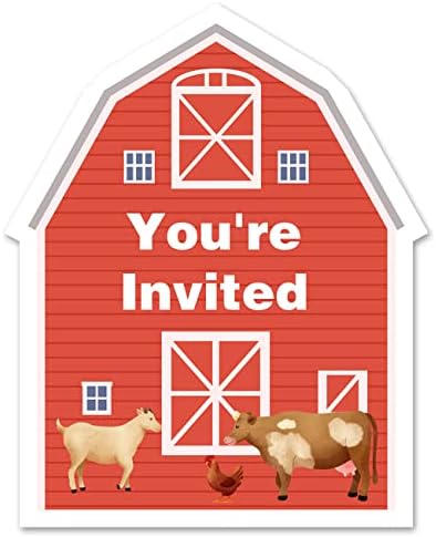 Фармски животни Покани за роденденска забава во облик на покани за пополнување сет од 15 со коверти Западни фарми забави покануваат картички