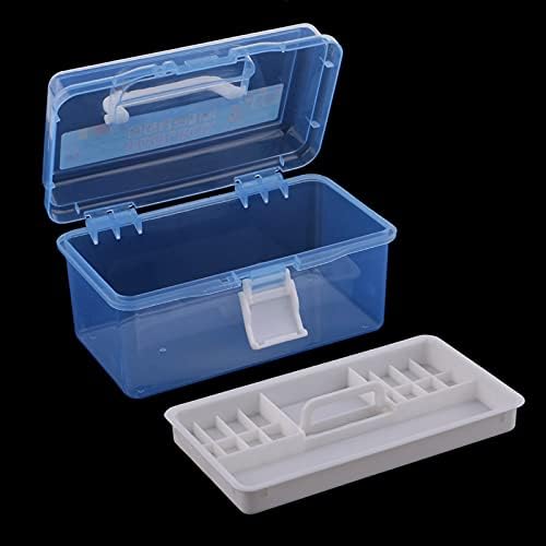 Алатки 2 слоеви кутија за алатки пластично куќиште за складирање на организатор со рачка преносна за домашна студија работа