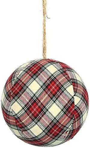 Викерман 4 Црвено -бело карирано крзно топка Божиќен украс. Овој уникатен украс е исклучителен додаток на секоја колекција. Вклучува 4 парчиња