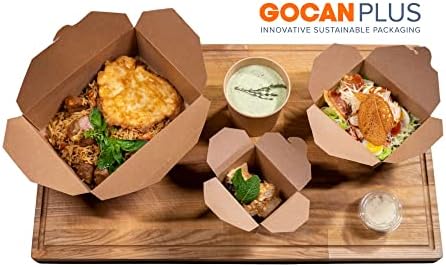 3 Среден [50 пакет] Гокан Крафт извади контејнери, микробранови, компостливи, одлични за пилешко, супериорна контрола на истекување, за ресторани,