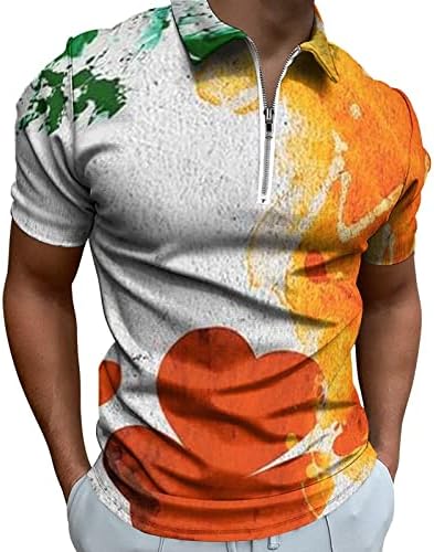 XXBR 2023 Нови мажи Сент Патрикс Ден мода обичен 3Д дигитален печатен лапел патент со кратки ракави кошула Топ чувар