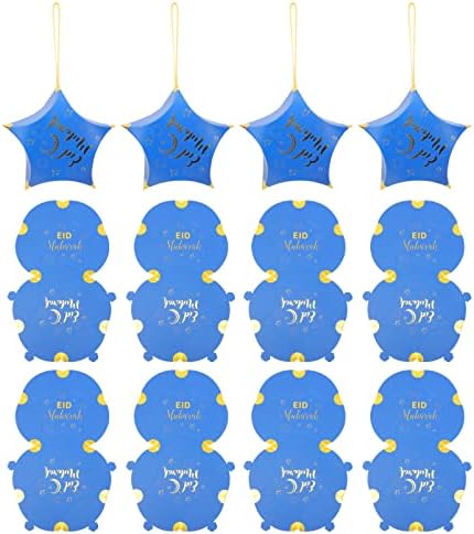 Kesyoo свадба декор 20 парчиња позлатени starвезди кутии за бонбони Еид Мубарак кутии за подароци Фестивалски кутии за бонбони хартија