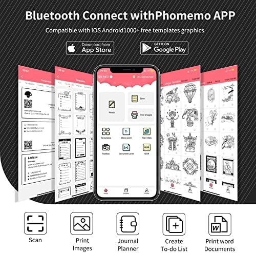Phomemo печатач M02 Mini Bluetooth Termal Printer, преносни рачни мастило за мастило, кои се компатибилни со iOS/Android за леплива нота, списоци за работа, списанија, планери, белешки за кн
