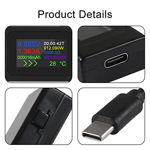 1PCS Type-C USB-C тесен мерач на тековниот мерач 4-30V 5V 12V 24V 0-6.5A 120W мерач на моќност Мултиметар Амметар тип C USB Charger Tester Capasply
