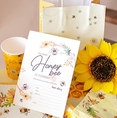 Радосни Играчки Покани За Роденден На Пчели - Пакет Од 20 Картички За Покани За Забави, Пополнете или Напишете Празна Картичка За Покана