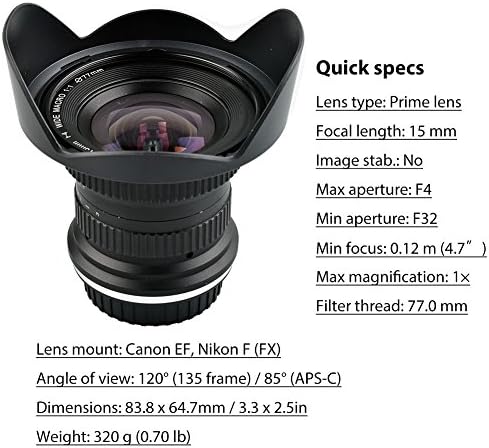 Lightdow 15mm F/4 1: 1 Макро + Широк Агол FF Премиер Објектив За Канон EF Монтирање Дигитални SLR DSLR Камери