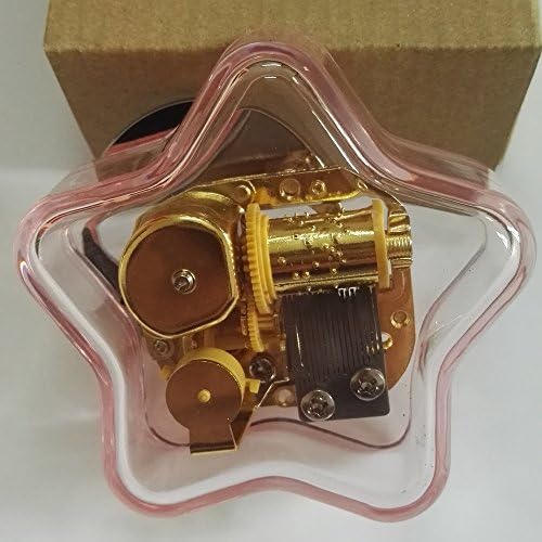 Креативна ветерна акрилна пластика Транспарентна музичка кутија со движење со злато во, Еделвејс, петкратна музичка кутија со