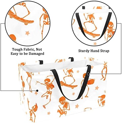 Ратгдн за еднократно намирници торби портокалови танцувачки череп образец преклопување на големи канти за складирање корпа за торба за