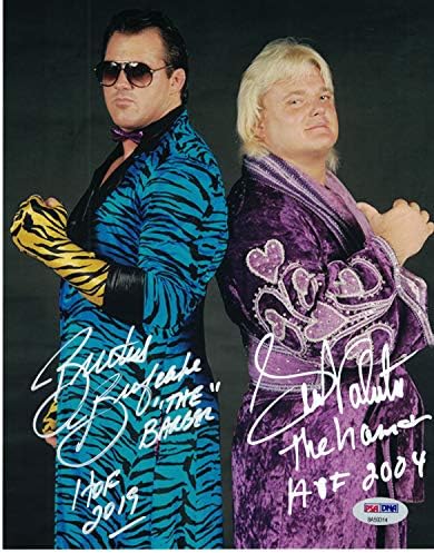 PSA/DNA автентична Brutus Burefcake & Greg Valentine Dual потпишан 8x10 Team Team Team Photo w/HOF натписи