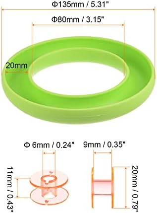 Држач за прстен на силиконски бобин Харфингтон и 20 пластични бобини поставени за дневни материјали за шиење, зелена и портокалова