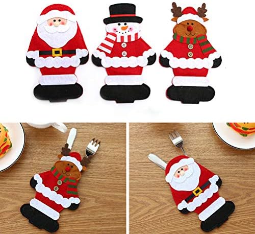 Pretyzoom тапацир за резерви 3 парчиња Божиќ секач и вилушка торба Санта Клаус Снежен човек елк кујнски прибор за јадење прибор за прибор