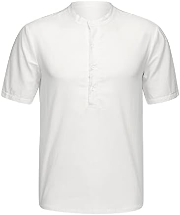 Hdzww култура лето слабеење на блузи мажи со кратки ракави ленти за удобно копче за блуза, случајна полиестерска канцеларија V-врат