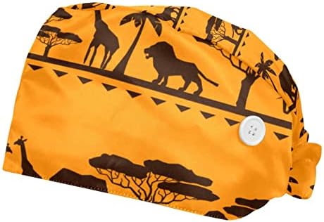 Niaocpwy Африка Шумски животински слон Girирафа Работна капа со копчиња и прилагодлива вратоврска за вратоврска за жени