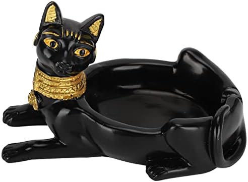 Ретро пепелник мачка божица цигара пепел фиока гроздобер египетска египетска црна мачка божица декорација смола скулптура фигура дома украс