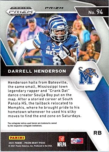2021 Panini Prizm Draft Picks Prizms Silver 94 Darrell Henderson Memphis Tigers Football Trading Card