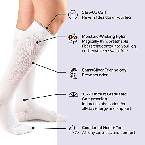 Чорапи со висока компресија на коленото колено - Тенки, дишење на премија за поддршка за бременост, спортисти и повеќе