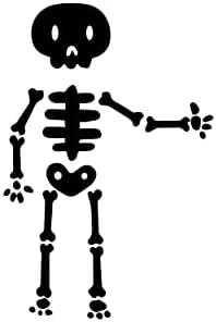 Дизајн на сладок скелетен скелет за Ноќта на вештерките за деца - Пријателска скелетна силуета налепница Деклара за тетратка, автомобил,