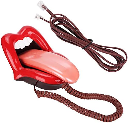 Телефонски телефон со кабелски телефон со црвена форма на црвен јазик Телефонски биро телефон за декорација на домови