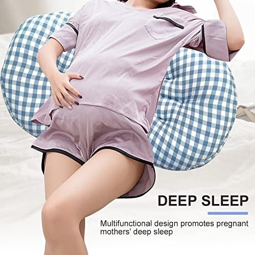 Перница за бременост за страничен заспан, двоен клин за породилно, перница за поддршка на стомакот, отстранлив памучен капак од перница,