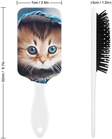 Симпатична мачка во фармерки четка за коса симпатична четка за четка за перниче за перничиња за мажи за жени подарок за коса