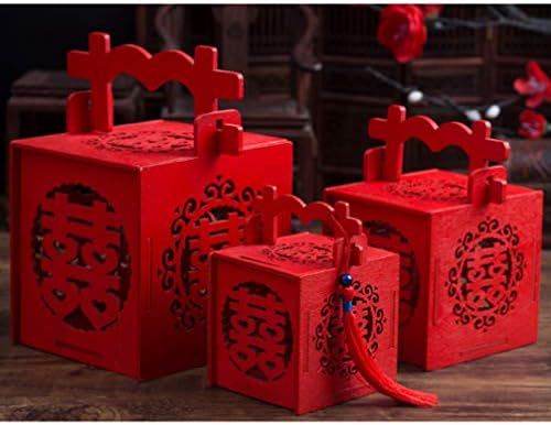 Galpada невеста подарок невеста подарок 2 pcs свадбени бонбони кутии кинески бонбони кутии црвени кутии за забави забави кутии шупливи свадбени