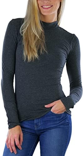 Tobeinstyle Women's Mock Neck Turtleneck Top Top Top