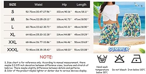 Шорцеви за жени фустани летни плажа цветни печатени шорцеви на плажа лабава вклопување проточни обични шорцеви со џебови