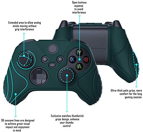 PlayVital Samurai Edition Racing Green Green Anti-Slip Controller Grip Silicone Skin, ергономска мека гума заштитна кутија за куќиште за Xbox