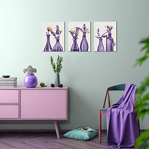 Levvarts Виолетова цветна wallидна уметност декор платно сликање цветни ботанични во вазни слики отпечатоци за домашна трпезарија украси