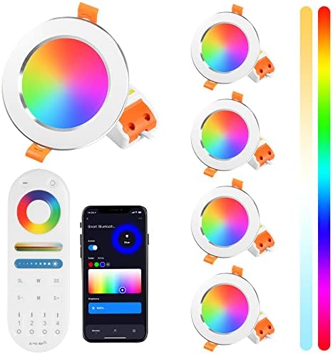 XXK RGB CCT паметни вдлабнати светла 6 инчи + RF далечински управувач, RF + BT Mesh Control, Tuya Smart Life апликација компатибилна со Siri/Alexa/Google