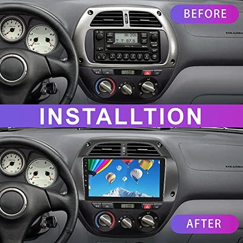 Андроид Автомобил Стерео за Тојота РАВ4 2001-2006 со Apple Carplay, Rimoody 9 Инчен Екран На Допир Автомобил Радио СО GPS Навигација Bluetooth