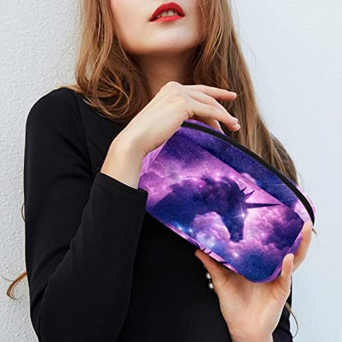 Чанта за шминка со униси, Галакси Маглина Торба За Козметика Со Еднорог Пренослива Торба За Патнички Воз Организатор На Куќишта