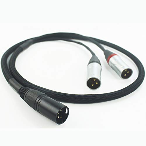 Youkamoo 4 игла XLR машки до двојно 3 пин XLR Машки сребрени аудио слушалки Адаптер кабел 3 ft 1m xlr машки