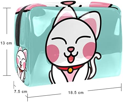 Тбуобт Торба За Шминка Патување Козметичка Торбичка Торбичка Чанта Чанта Со Патент, цртан филм животинска мачка