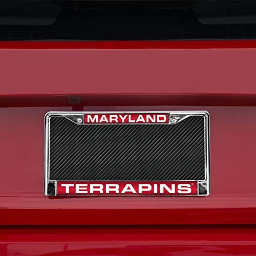 NCAA RICO INDUSTRIES MARYLAND TERRAPINS RED CHROME LASER LICENTER FRAME 12 X 6 LASER CUT CHROME RAME
