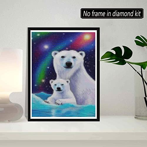 5д дијамантска сликарска поларна мечка на небото целосна вежба по комплети за броеви, skryuie diy rhinestone, залепена боја со дијамантски сет уметнички занаетчиски украси
